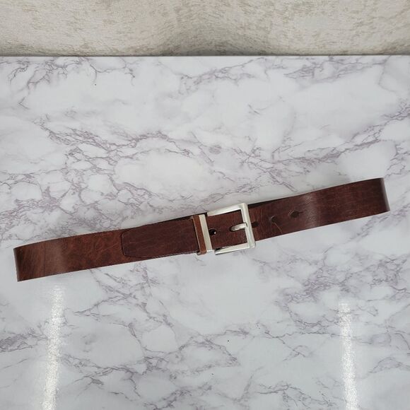 Fossil Men's Brown Leather Belt Silver Toned Buckle - Picture 7 of 13